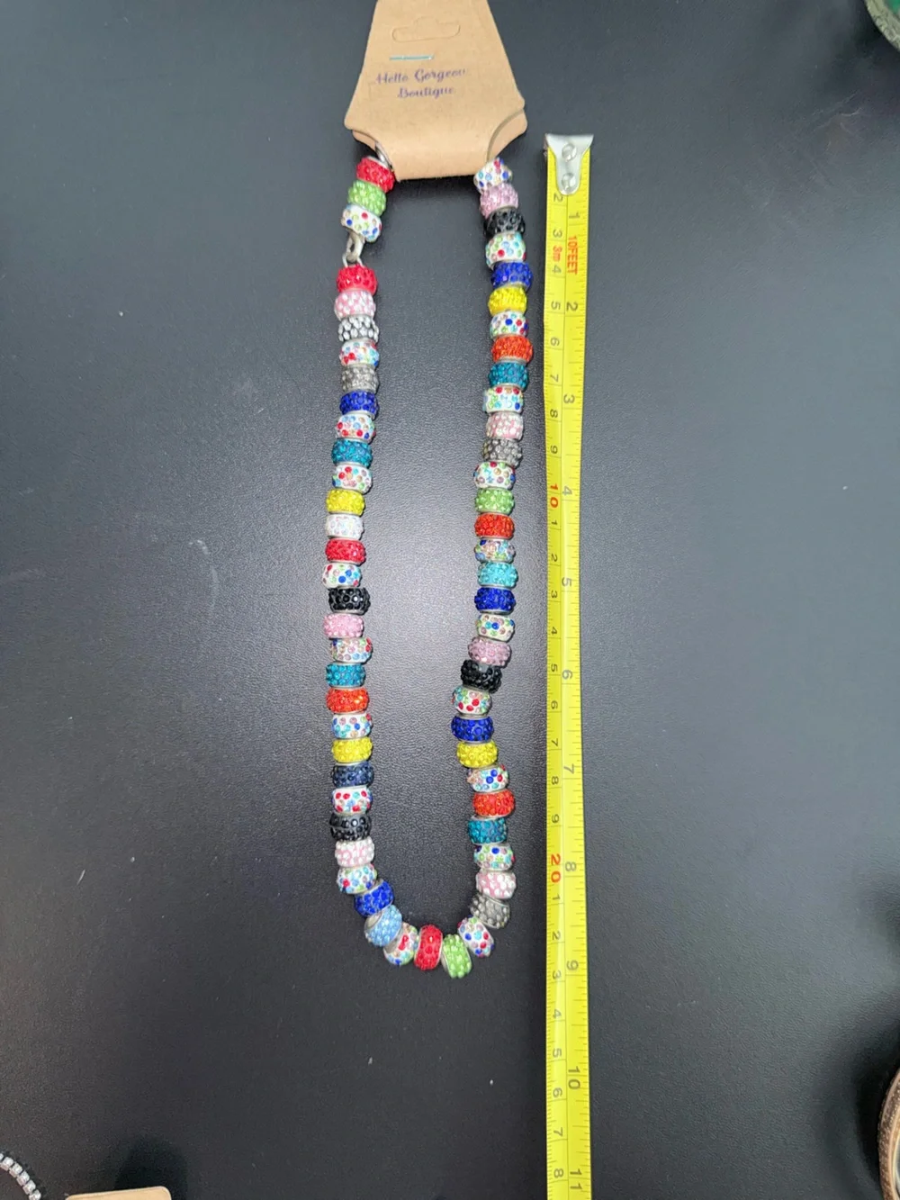 💖 New Colorful Crystal Bead Necklace Lobster Vlaw Clasp - Picture 3 of 3